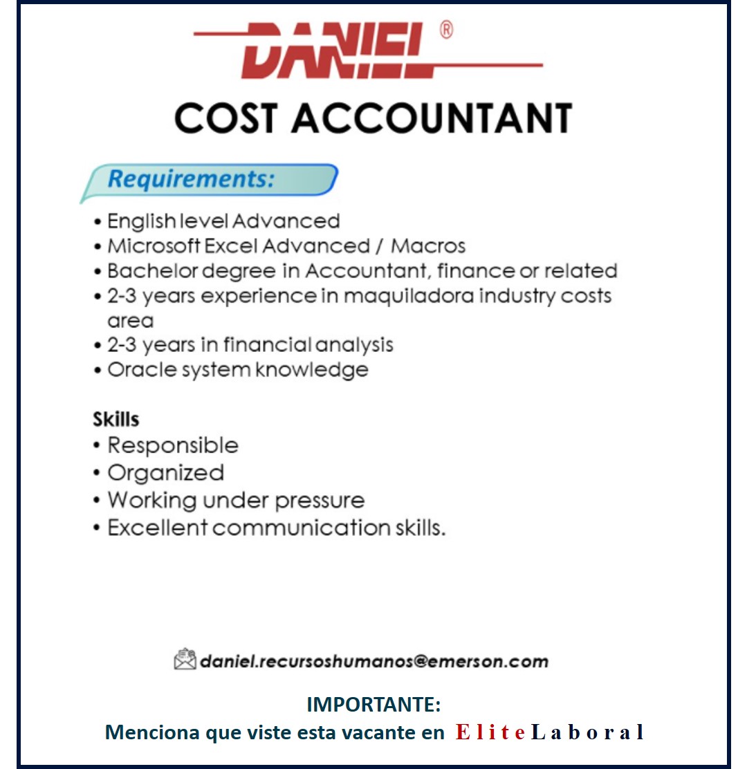 VACANTE COST ACCOUNTANT