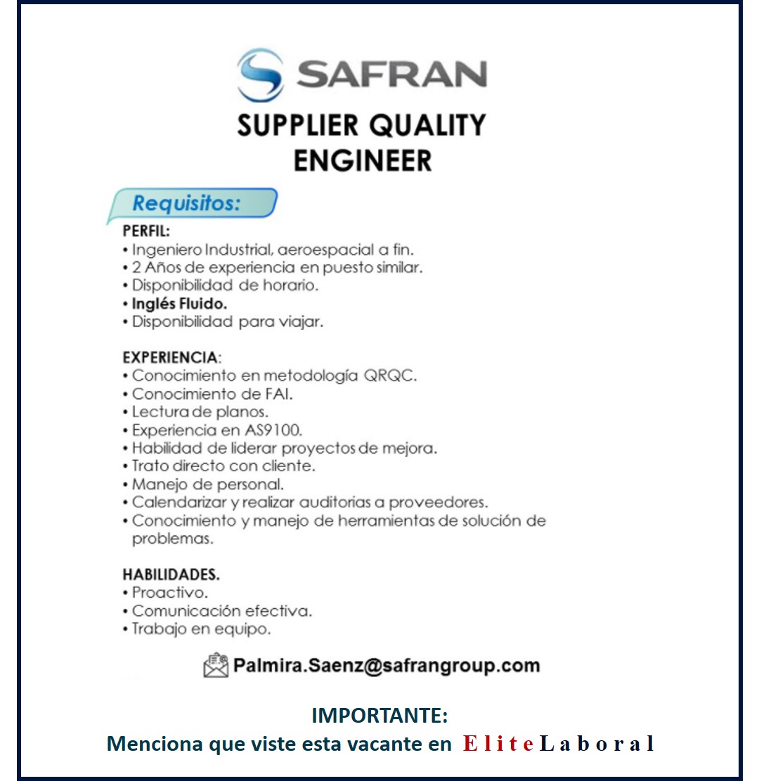 VACANTE SUPPLY CHAIN LEADER