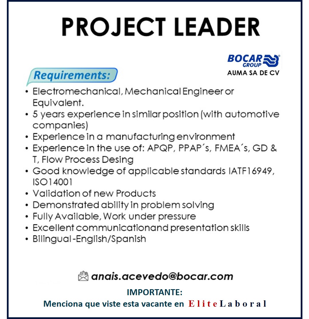VACANTE PROJECT LEADER