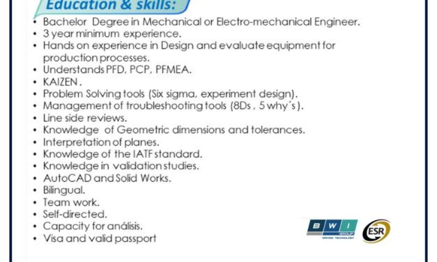 VACANTE MANUFACTURING ENGINEERS