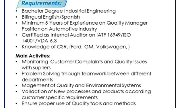 VACANTE QUALITY MANAGER