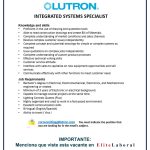 VACANTE INTEGRATED SYSTEMS SPECIALIST LUTRON