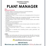 VACANTE PLANT MANAGER