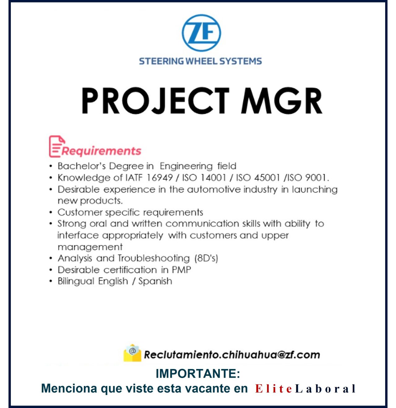 VACANTE PROJECT MGR