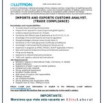VACANTE IMPORTS AND EXPORTS CUSTOMS ANALYST LUTRON