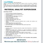 VACANTE MATERIAL ANALYST SUPERVISOR LUTRON
